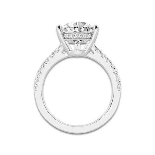 3.33 ctw Pear Lab-Grown Diamond Hidden Halo Side Stone Engagement Ring in 18K White Gold for Women | Colorless D, VVS1 Clarity, IGI Certified 3.00 ct Center Diamond