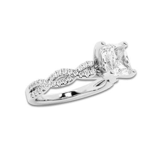 3.79 ctw Asscher Lab-Grown Diamond Twisted Shank Engagement Ring in Platinum for Women | D Color, VVS1 Clarity, IGI Certified 3.50 ct Center Diamond
