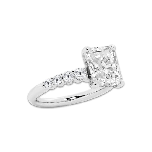5.66 ctw Radiant Lab-Grown Diamond Side Stone Engagement Ring in 14K White Gold for Women | Colorless E, VS1 Clarity, IGI Certified 5.00 Ct Center Diamond