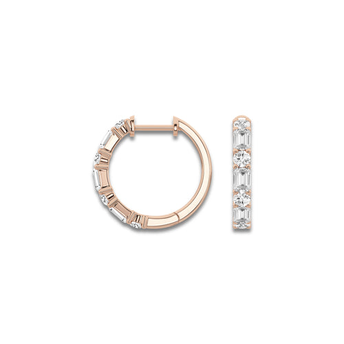 1 1/3 ctw Multi-Shape Lab Grown Diamond Hoop Earrings 14K Rose Gold, DE, VS1