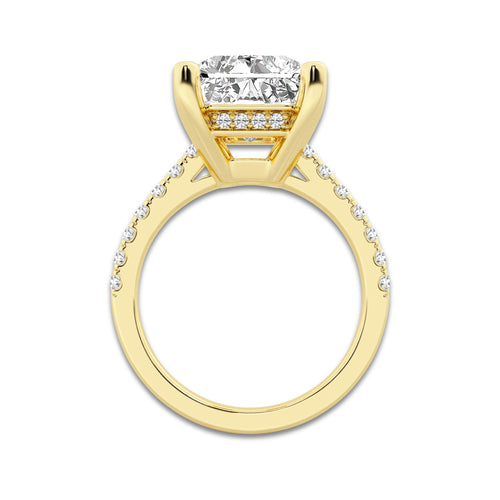 7.47 ctw Radiant Lab-Grown Diamond Hidden Halo Side Stone Engagement Ring in 18K Yellow Gold for Women | Colorless D, VVS1 Clarity, IGI Certified 7.00 ct Center Diamond