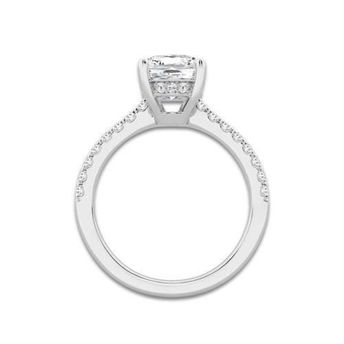 2.78 ctw Elongated Cushion Lab-Grown Diamond Hidden Halo Side Stone Engagement Ring in Platinum for Women | Colorless E, VS1 Clarity, IGI Certified 2.50 ct Center Diamond