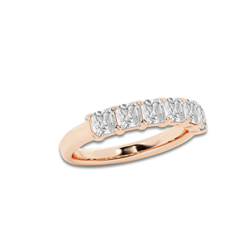 Jocelyn 1 1/2 ctw Asscher Lab Grown Diamond Six Stone Anniversary Band 14K Rose Gold, DE, VS1