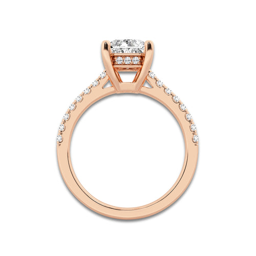 2.25 ctw Radiant Lab-Grown Diamond Hidden Halo Side Stone Engagement Ring in 18K Rose Gold for Women | Colorless E, VS1 Clarity, IGI Certified 2.00 ct Center Diamond