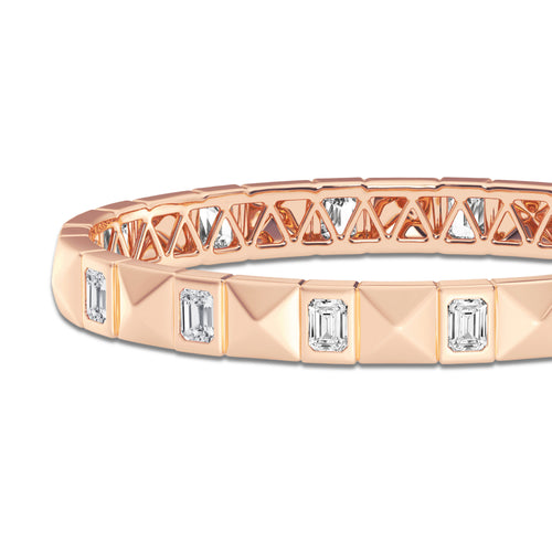 3 7/8 ctw Emerald Lab Grown Diamond Bangle Bracelet - 6 Inches 14K Rose Gold, DE, VS1