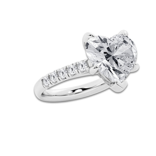 8.55 ctw Heart Lab-Grown Diamond Pave Engagement Ring in Platinum for Women | E Color, VS1 Clarity, IGI Certified 8.00 ct Center Diamond