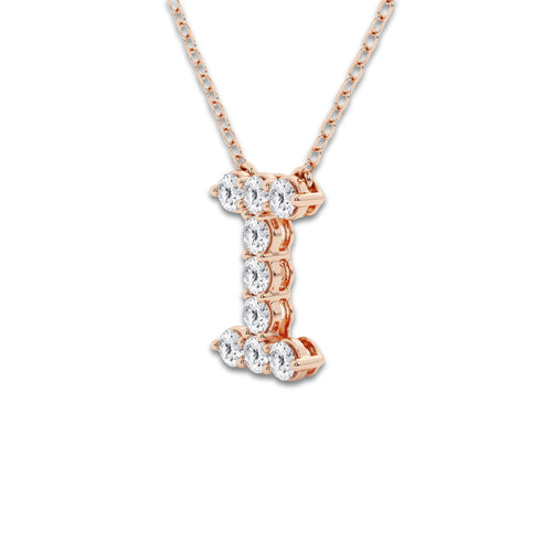 2/5 ctw Round Lab Grown Diamond Initial I Personalized Pendant 14K Rose Gold, DE, VS1