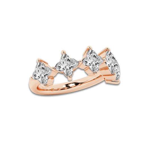 3 ctw Flower Lab Grown Diamond Five Stone Anniversary Band 14K Rose Gold, DE, VS1