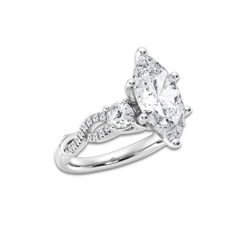8.61 ctw Marquise Lab-Grown Diamond Side Stone Engagement Ring in 14K White Gold for Women | Colorless D, VVS1 Clarity, IGI Certified 8.00 ct Center Diamond