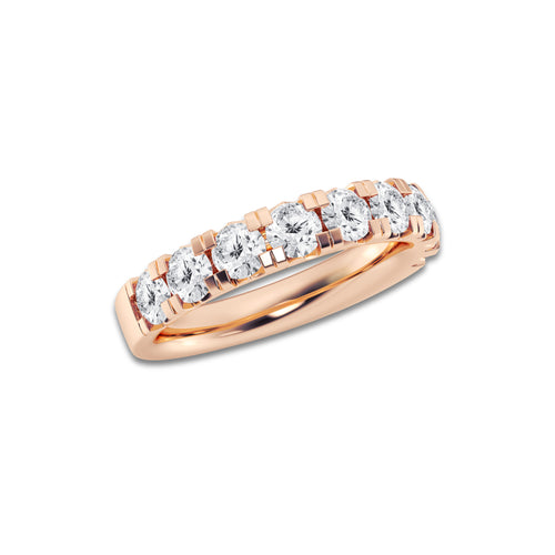 Annalise 1 1/2 ctw Round Lab Grown Diamond French Pave Wedding Band 14K Rose Gold, DE, VS1