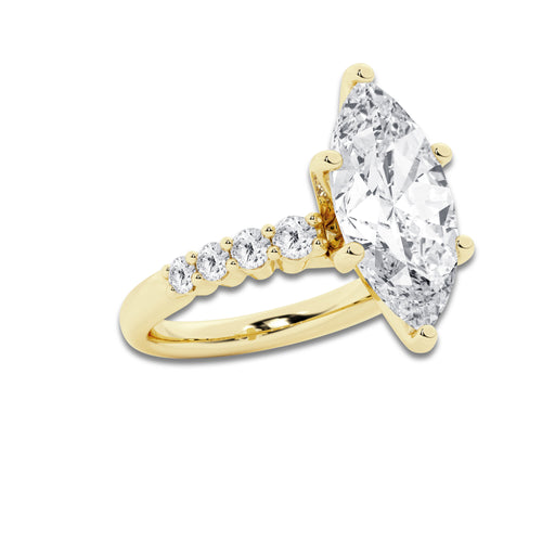 8.66 Ct Marquise Lab-Grown Diamond Half Eternity Engagement Ring in 14K Yellow Gold for Female, Colorless (D), VVS1 Clarity | IGI Certified, 8.00 Ct Center Diamond