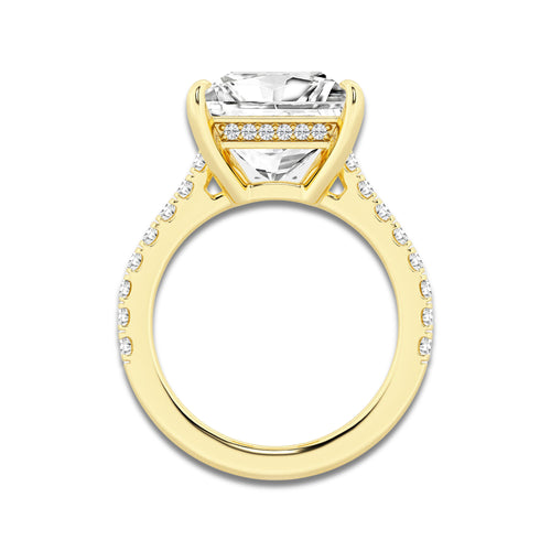 4.35 ctw Princess Lab-Grown Diamond Hidden Halo Side Stone Engagement Ring in 18K Yellow Gold for Women | Colorless D, VVS1 Clarity, IGI Certified 4.00 ct Center Diamond