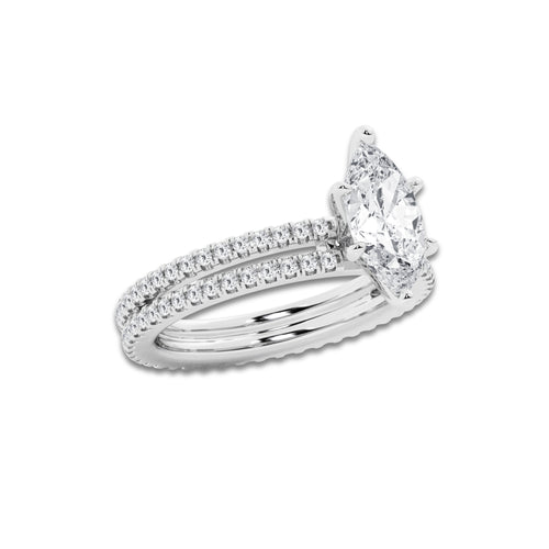 2.19 ctw Marquise Lab-Grown Diamond Double Row Diamond Engagement Ring in Platinum for Women | Colorless E, VS1 Clarity, IGI Certified 1.50 ct Center Diamond