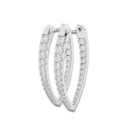3 ctw Round Lab Grown Diamond Graduated Inside Out Hoop Earrings 14K White Gold, DE, VS1