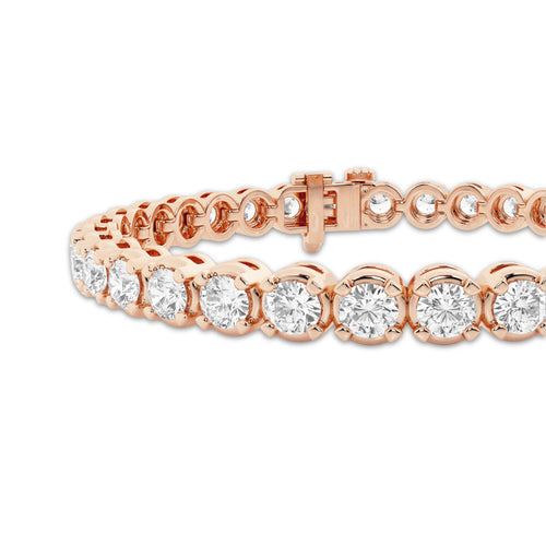 10 ctw Round Lab Grown Diamond Four-Prong Tennis Bracelet - 7.5 Inches 14K Rose Gold, DE, VS1