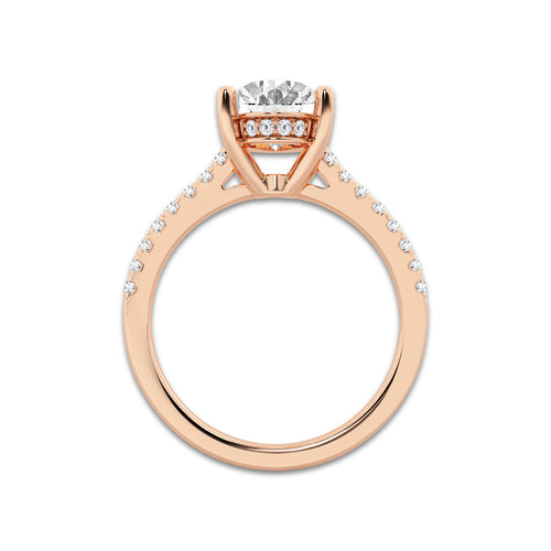 2.24 ctw Oval Lab-Grown Diamond Hidden Halo Side Stone Engagement Ring in 18K Rose Gold for Women | Colorless D, VVS1 Clarity, IGI Certified 2.00 ct Center Diamond