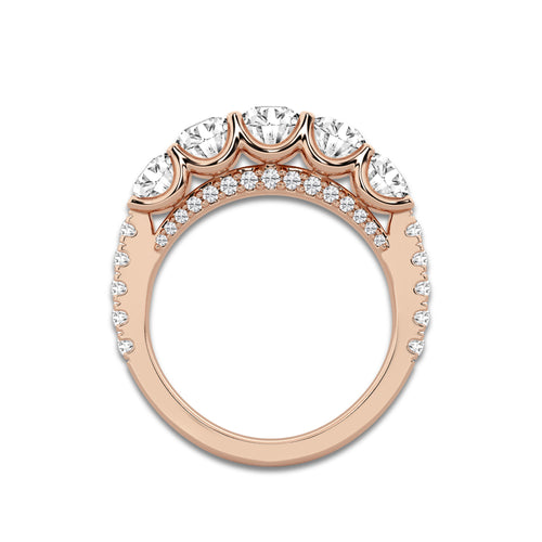 Joselyn 3 ctw Round Lab Grown Diamond Five-Stone Anniversary Band 14K Rose Gold, DE, VS1