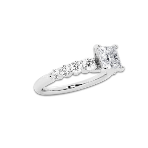 1.54 ctw Princess Lab-Grown Diamond Side Stone Engagement Ring in Platinum for Women | Colorless D, VVS1 Clarity, IGI Certified 1.00 Ct Center Diamond