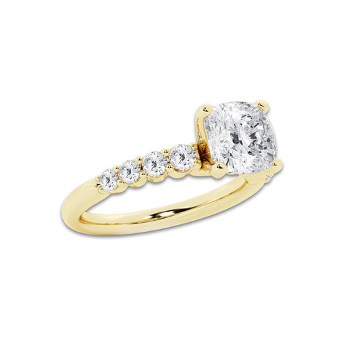3.04 ctw Pear Lab-Grown Diamond Side Stone Engagement Ring in 14K Yellow Gold for Women | Colorless E, VS1 Clarity, IGI Certified 2.50 Ct Center Diamond
