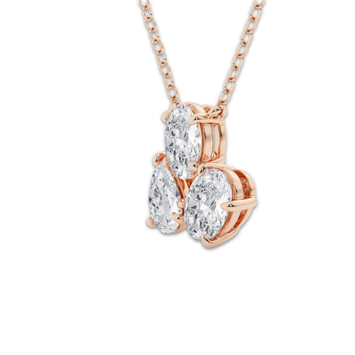 1 ¼ ctw Mosaic Oval and Pear Pendant 14K Rose Gold, DE, VS1 | 1/2 ct Center
