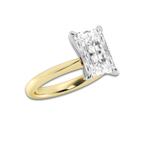 4.00 ctw Radiant Lab-Grown Diamond Solitaire Engagement Ring in 14K White Gold And Yellow Gold for Women | Colorless D, VVS1 Clarity, IGI Certified