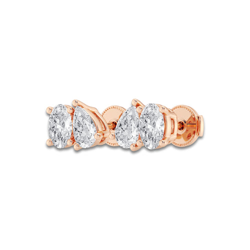 1 1/2 ctw Toi Et Moi Oval and Pear Stud Earrings 14K Rose Gold, E, VS1 | IGI Certified