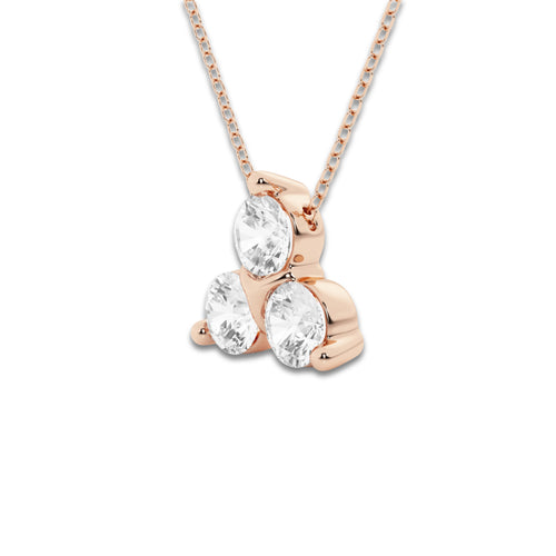 1 1/2 ctw Round Lab Grown Diamond Three-Stone Pendant with Adjustable Chain 14K Rose Gold, DE, VS1