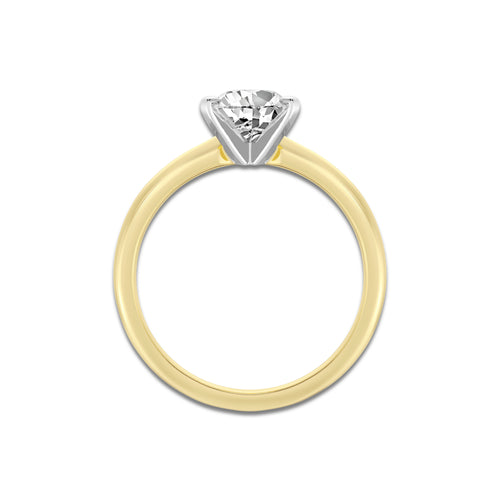 1.50 ctw Pear Lab-Grown Diamond Minimalist Engagement Ring in 14K White Gold And Yellow Gold for Women | D Color, VVS1 Clarity, IGI Certified
