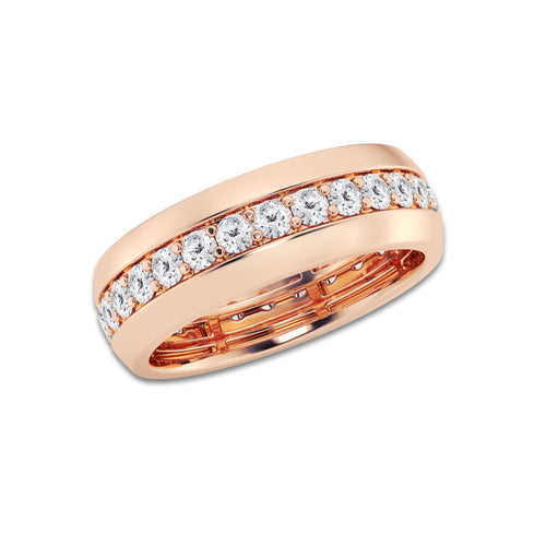 2 ctw Round Lab Grown Diamond Men's Eternity Band - 7.3mm Width 14K Rose Gold, DE, VS1