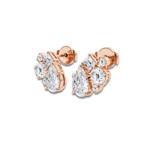 3 ctw Mosaic Five Stone Earrings 14K Rose Gold, DE, VS1