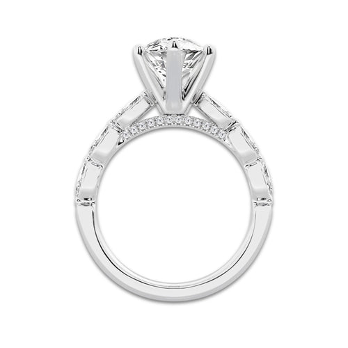 2.53 ctw Marquise Lab-Grown Diamond Marquise Side Stone Engagement Ring in 14K White Gold for Women | Colorless E, VS1 Clarity, IGI Certified 2.00 ct Center Diamond