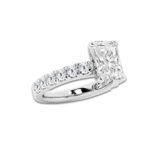 3.50 ctw Radiant Lab-Grown Diamond Split-Prong Set Side Stone Engagement Ring in Platinum for Women | Colorless E, VS1 Clarity, IGI Certified 2.50 ct Center Diamond