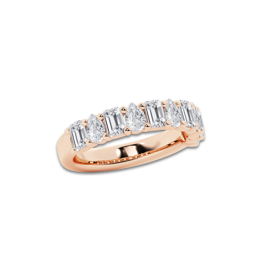Janine 1 1/2 ctw Emerald and Pear Lab Grown Diamond Ten Stone Alternating Anniversary Band 14K Rose Gold, DE, VS1