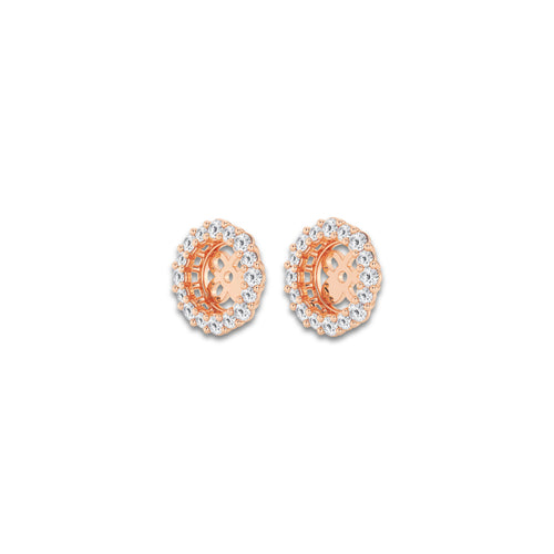 1/2 ctw Round Lab Grown Diamond Halo Earring Jackets 14K Rose Gold, DE, VS1