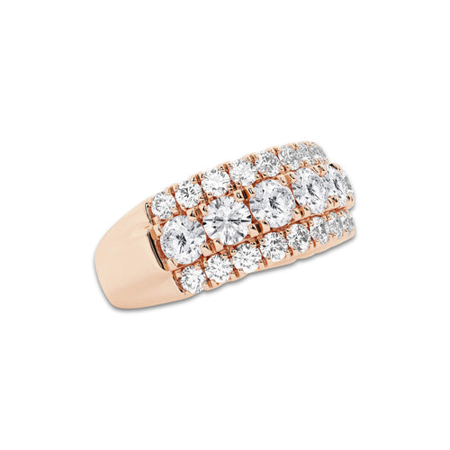 Waltz 2 1/5 ctw Round Lab Grown Diamond Triple Row Band 14K Rose Gold, DE, VS1