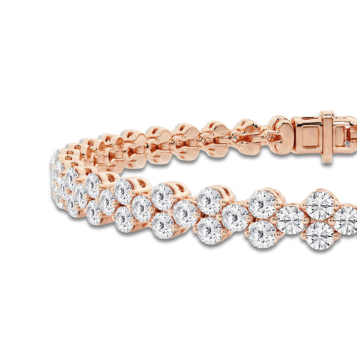 4 ctw Round Lab Grown Diamond Double Row Bracelet - 7 Inches 14K Rose Gold, DE, VS1