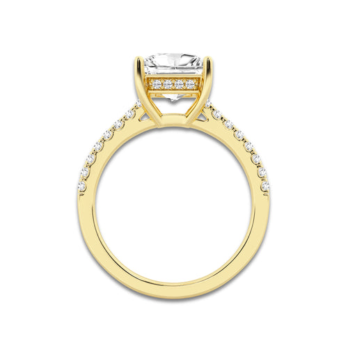 2.25 ctw Princess Lab-Grown Diamond Hidden Halo Side Stone Engagement Ring in 18K Yellow Gold for Women | Colorless D, VVS1 Clarity, IGI Certified 2.00 ct Center Diamond