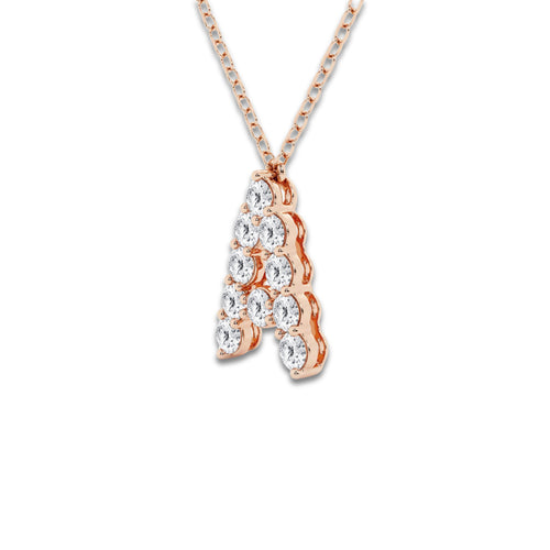 2/5 ctw Round Lab Grown Diamond Initial A Personalized Pendant 14K Rose Gold, DE, VS1