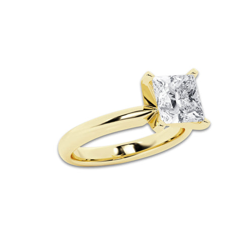 2.50 ctw Princess Lab-Grown Diamond Minimalist Engagement Ring in 14K Yellow Gold for Women | E Color, VS1 Clarity, IGI Certified