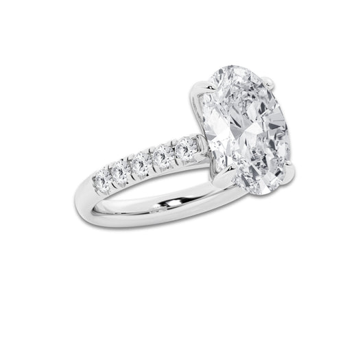 6.55 ctw Oval Lab-Grown Diamond Pave Engagement Ring in Platinum for Women | D Color, VVS1 Clarity, IGI Certified 6.00 ct Center Diamond