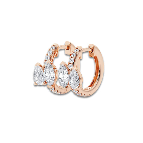 2 ctw Marquise and Pear Lab Grown Diamond Huggie Hoop Earrings 14K Rose Gold, DE, VS1