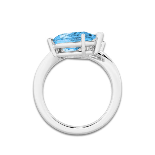 Velvet 6 ctw Fancy Blue Pear Lab Grown Diamond Bypass Two Stone Engagement Ring 14K White Gold | 3 ct Center
