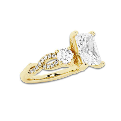1.48 ctw Radiant Lab-Grown Diamond Side Stone Engagement Ring in 14K Yellow Gold for Women | Colorless E, VS1 Clarity, IGI Certified 1.00 ct Center Diamond