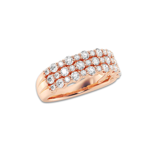 Chorus 1 1/4 ctw Round Lab Grown Diamond Triple Row Band 14K Rose Gold, DE, VS1