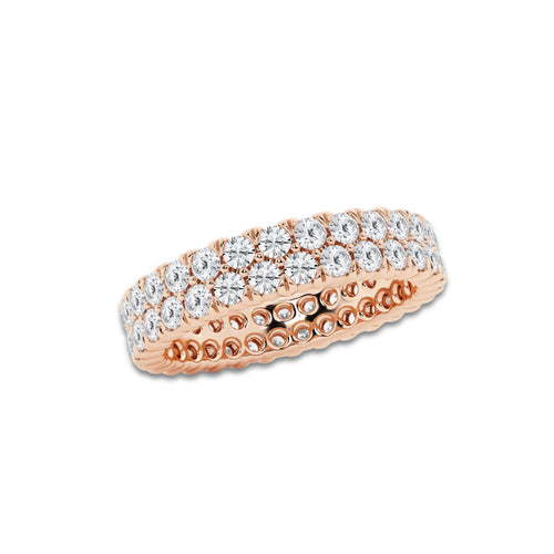 Evie 2 ctw Round Lab Grown Diamond Double Row Eternity Band - 4mm Width 14K Rose Gold, DE, VS1