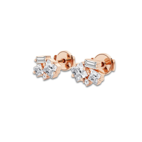 1 ctw Mosaic Framed Abstract Earrings 14K Rose Gold, DE, VS1