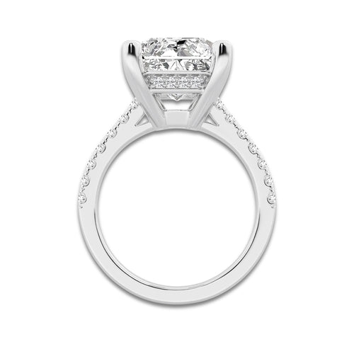 8.48 ctw Radiant Lab-Grown Diamond Hidden Halo Side Stone Engagement Ring in 18K White Gold for Women | Colorless D, VVS1 Clarity, IGI Certified 8.00 ct Center Diamond