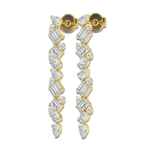 2 7/8 ctw Multi-Shape Lab Grown Diamond Drop Earrings 14K Yellow Gold, DE, VS1