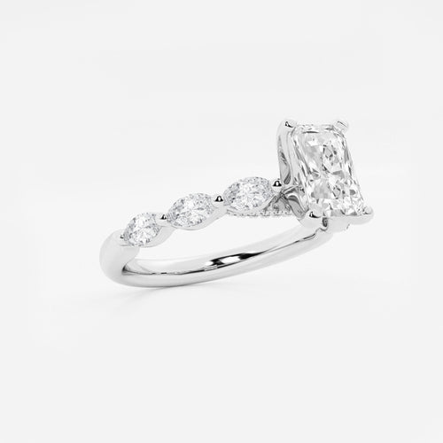 1.16 ctw Radiant Lab-Grown Diamond Marquise Side Stone Engagement Ring in Platinum for Women | Colorless E, VS1 Clarity, IGI Certified 0.75 ct Center Diamond