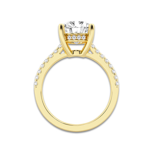 2.75 ctw Round Lab-Grown Diamond Hidden Halo Side Stone Engagement Ring in 18K Yellow Gold for Women | Colorless E, VS1 Clarity, IGI Certified 2.50 ct Center Diamond